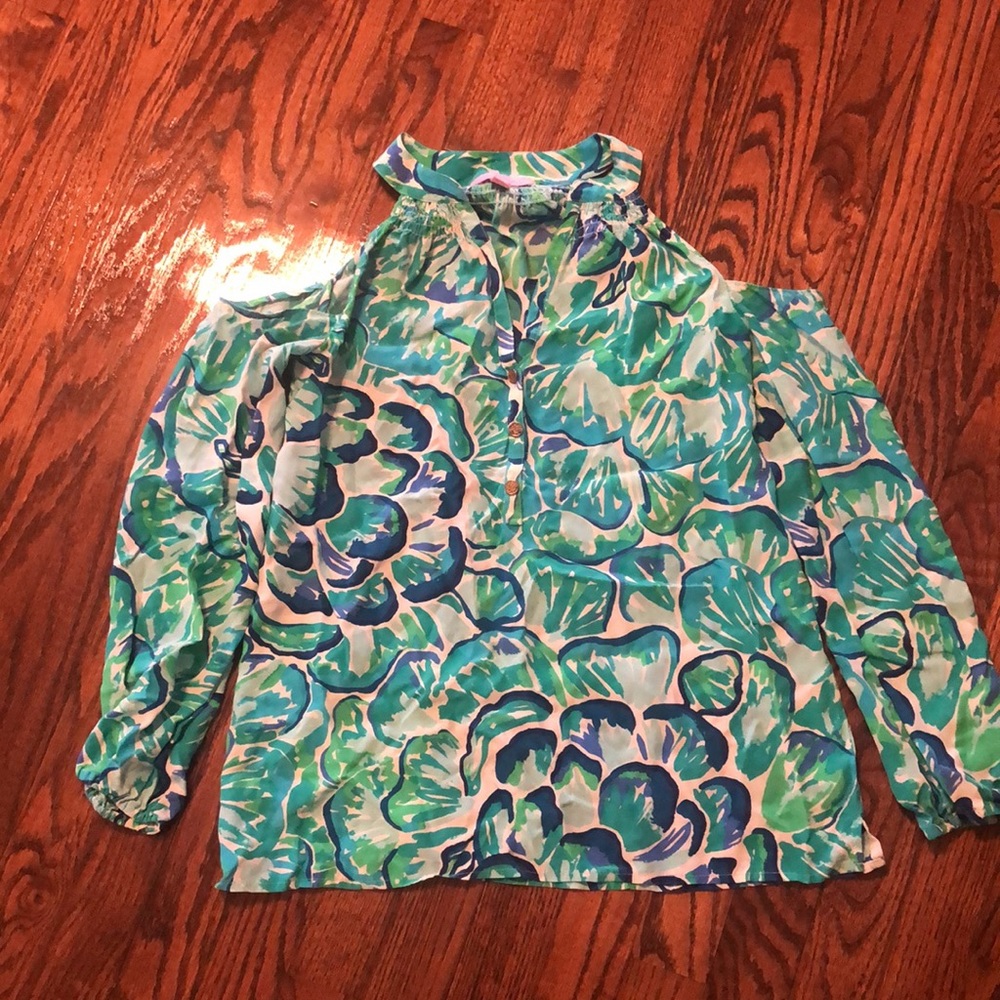 Lilly Pulitzer XXS Open Shoulder Blouse - Picture 2 of 9